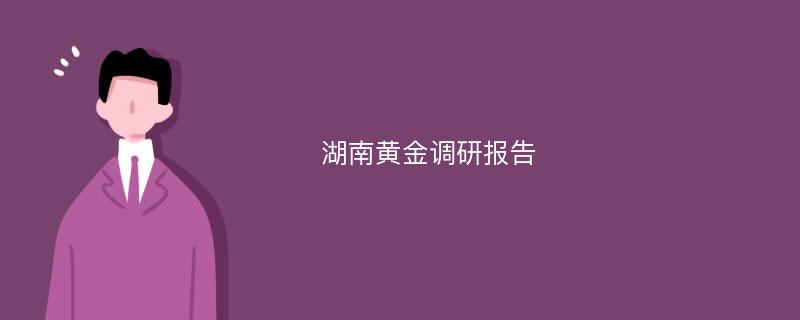 湖南黄金调研报告