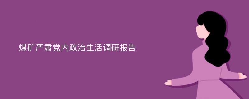 煤矿严肃党内政治生活调研报告