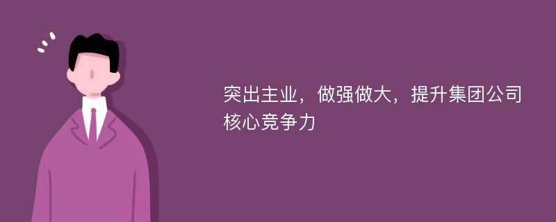 突出主业，做强做大，提升集团公司核心竞争力