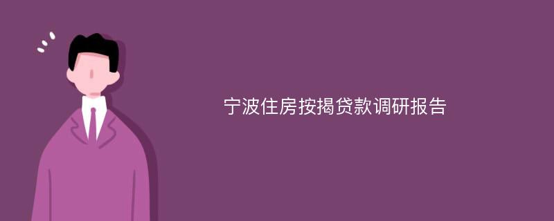 宁波住房按揭贷款调研报告