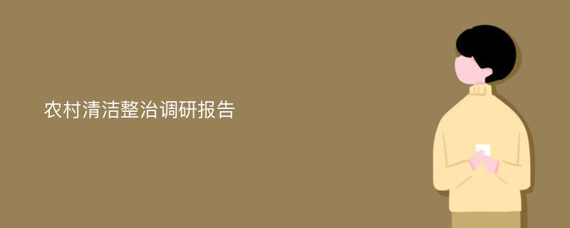 农村清洁整治调研报告