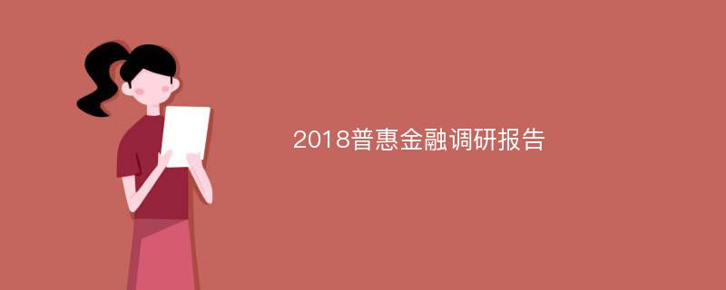 2018普惠金融调研报告