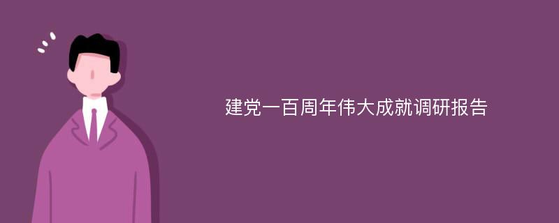 建党一百周年伟大成就调研报告