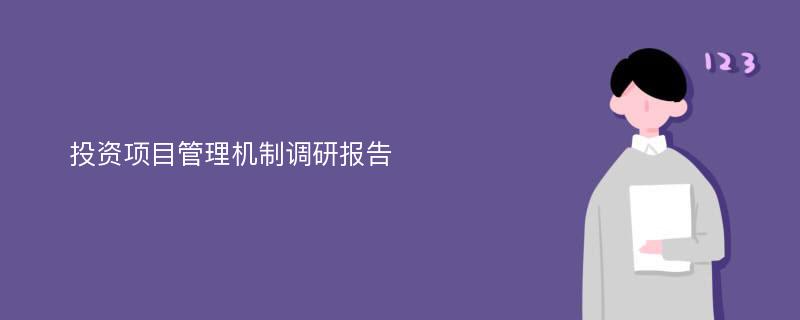  投资项目管理机制调研报告