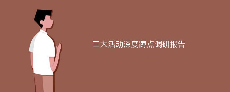 三大活动深度蹲点调研报告