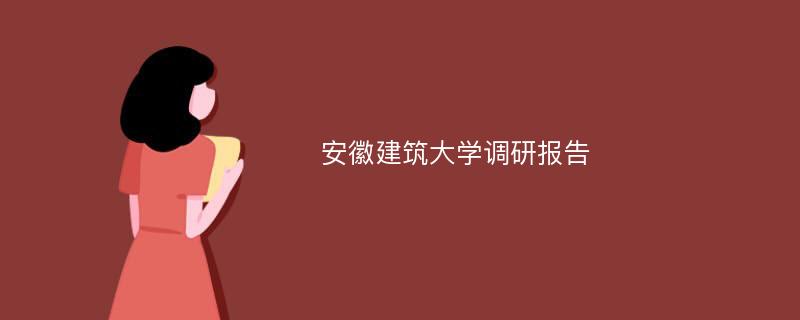 安徽建筑大学调研报告