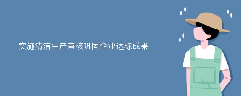 实施清洁生产审核巩固企业达标成果