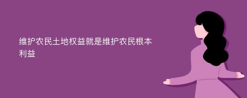 维护农民土地权益就是维护农民根本利益